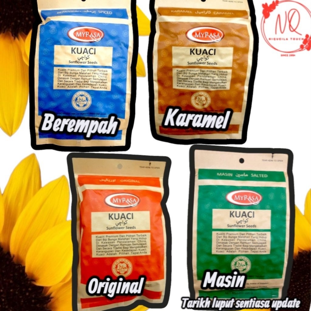 KUACI/SUNFLOWER SEEDS MYRASA (BEREMPAH/KARAMEL/ORIGINAL/MASIN) 130g ...