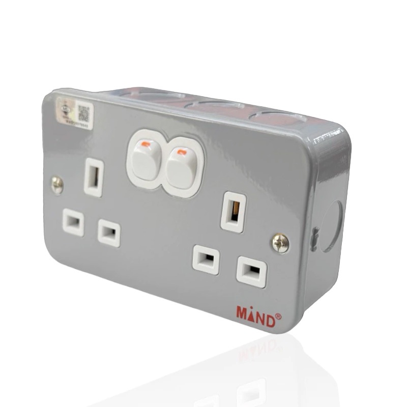 MIND DOUBLE 13A SWITCH SOCKET METAL SIRIM APPROVED | Shopee Malaysia