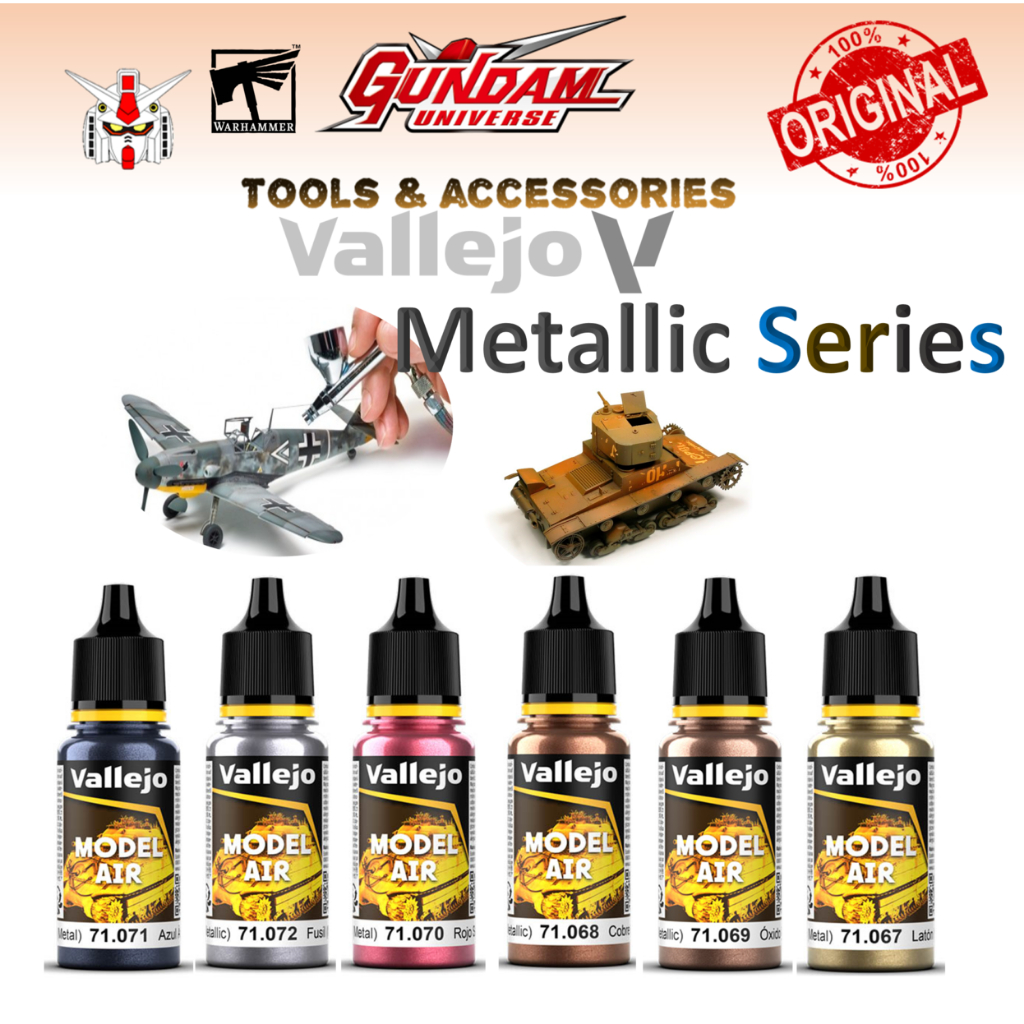 Vallejo Model Air Color Water Based Acrylic Color -18ml Metallic Series ...