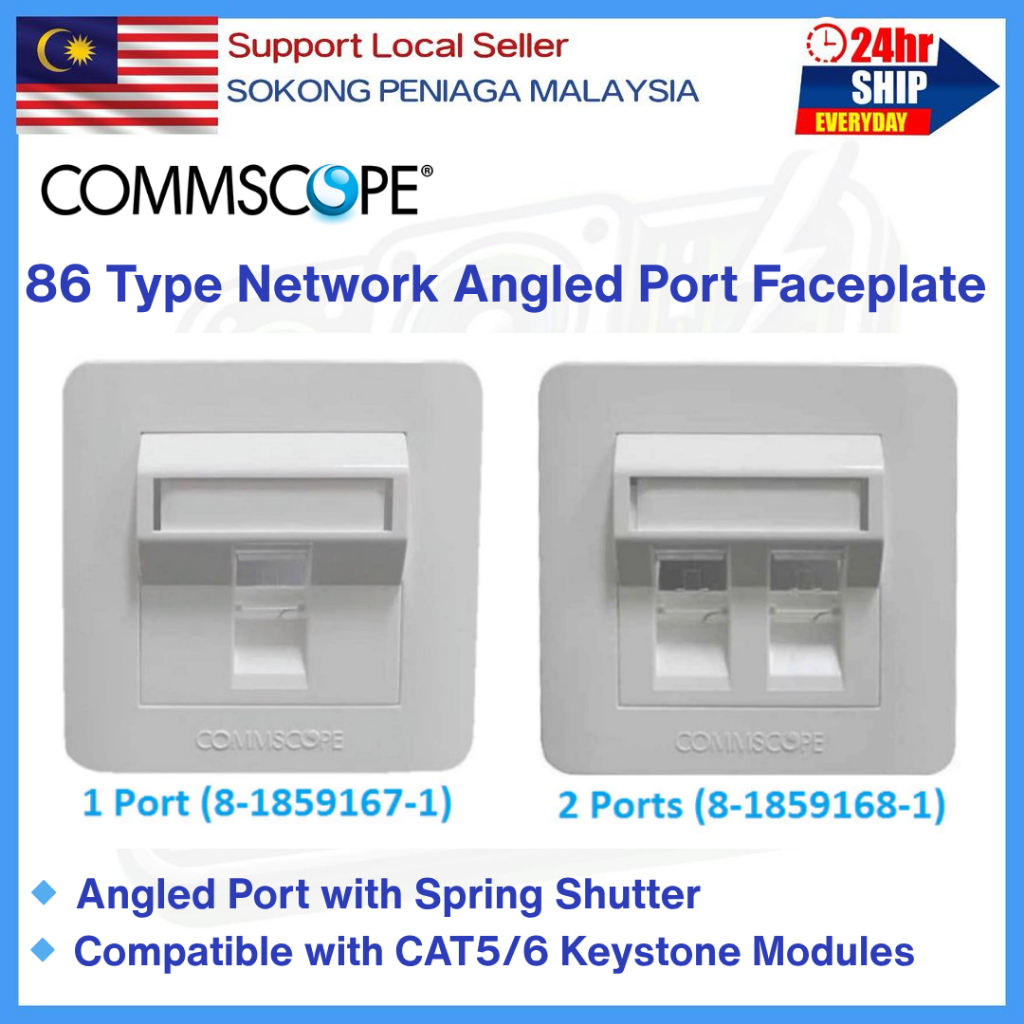 Commscope Amp 1/2Port Angled Faceplate Wall Socket Network Panel CAT6 ...