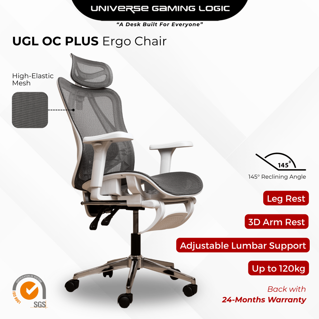 OC 3D PLUS Ergonomic Chair With Headrest and Armrest Adjustable ...