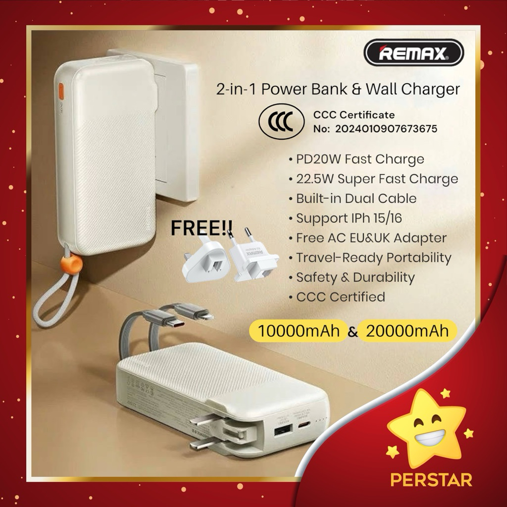 [CCC Certificate] REMAX 22.5W Wall Plug Power Bank RPP-E5 10000mAh ...