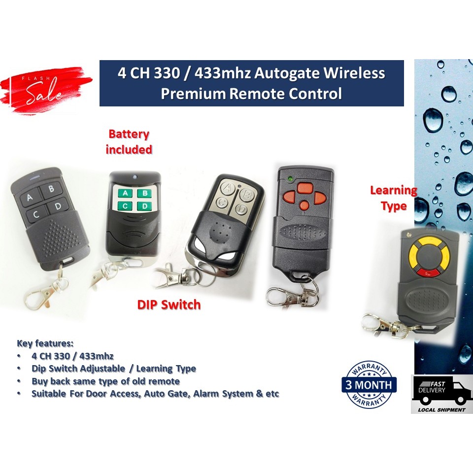 4 Channel 330Mhz / 433Mhz Remote Control - Autogate Door Wireless ...
