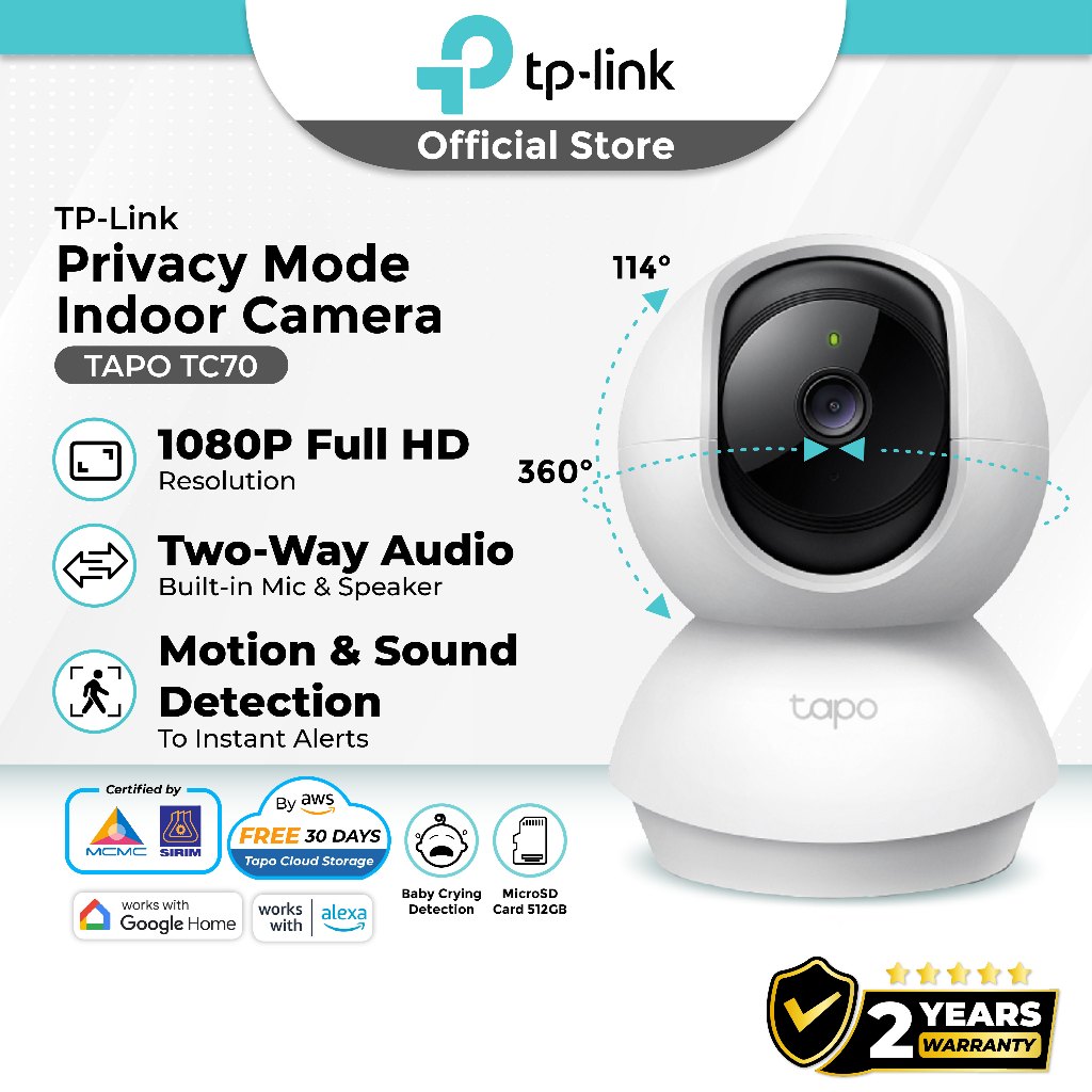 TP-Link Tapo TC70 1080P Wireless CCTV Camera | AI Motion Detect 360 ...