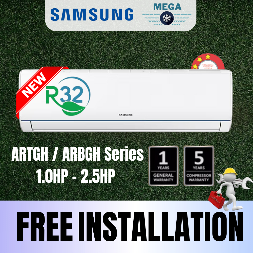 [FREE INSTALLATION] Samsung Aircond R32 S-Essential Non-Inverter (1.0HP ...