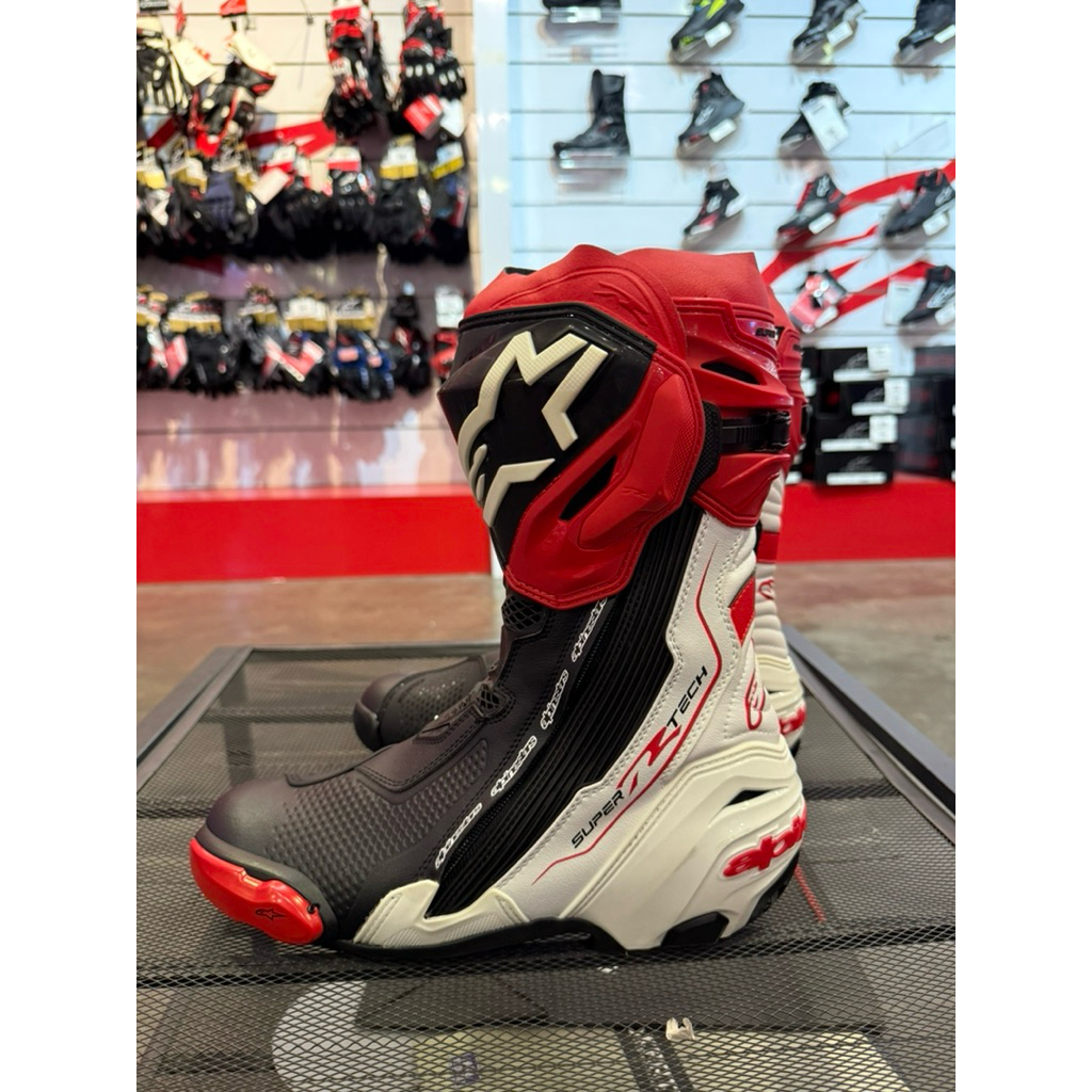 ALPINESTARS SUPERTECH R BOOTS BLACK WHITE RED | Shopee Malaysia