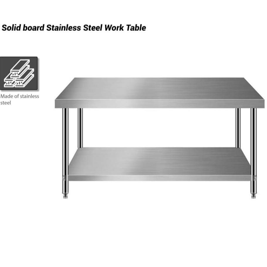 2 Tier Stainless Steel Kitchen Working Table Storage Rack Heavy Duty ...