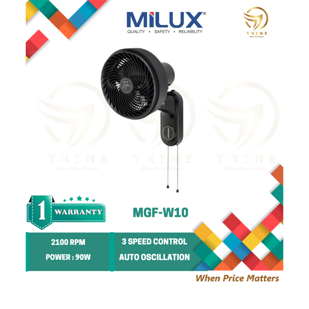 MILUX 10 INCH TRENDITION ZEFIRO WALL FAN MGF-W10 / KIPAS DINDING 5 ...