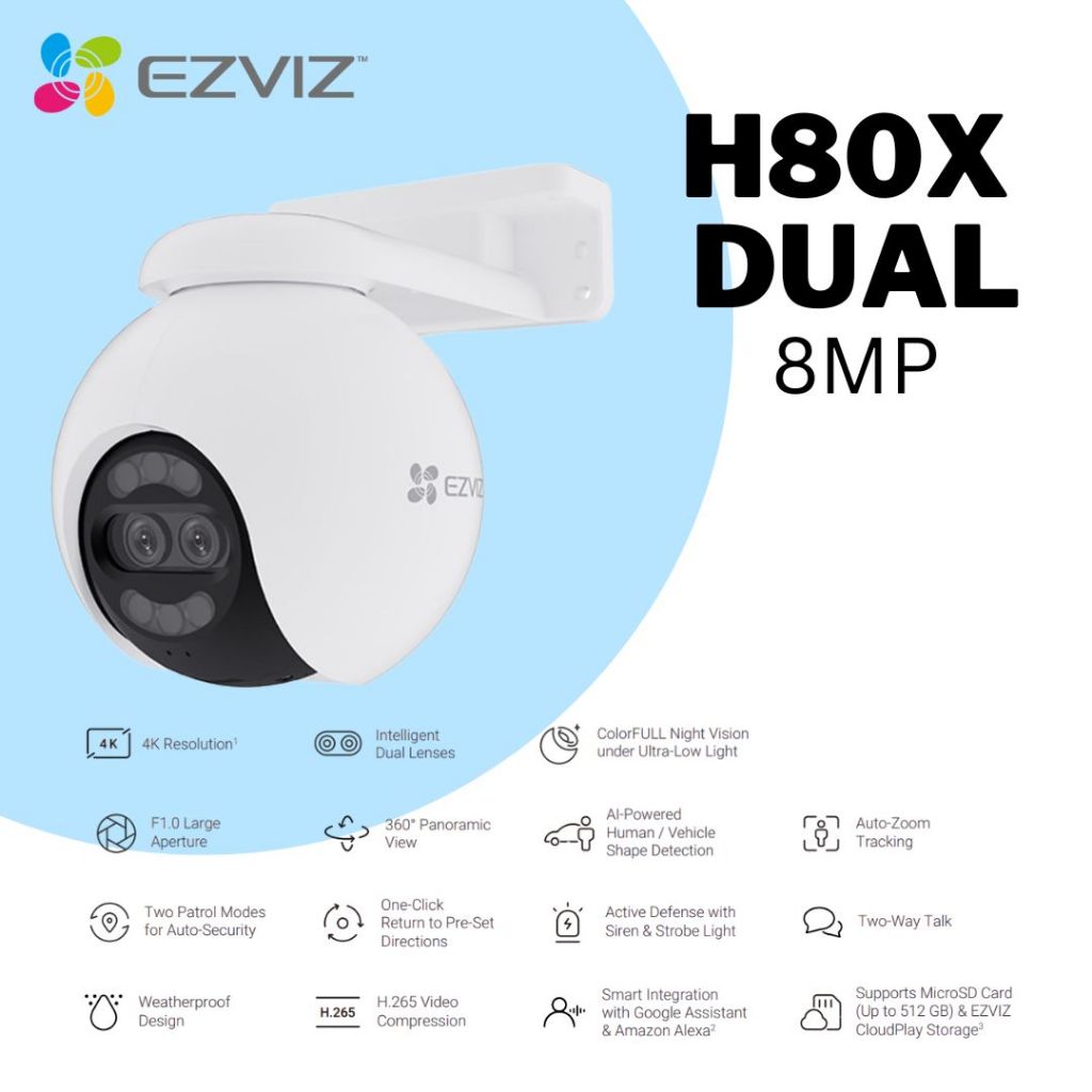 EZVIZ H80x DUAL 8MP + 2MP FULL HD 1080P COLOR NIGHT VISION OUTDOOR DUAL ...