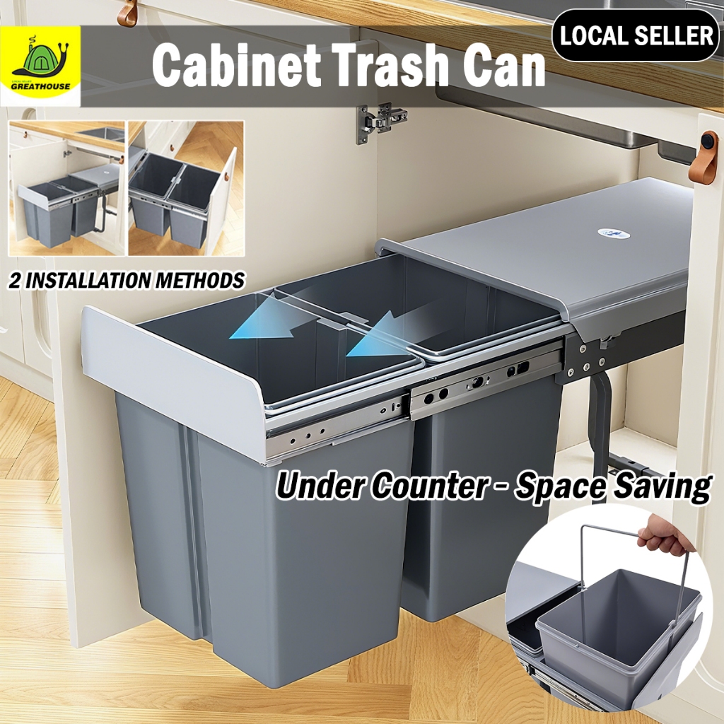 🇲🇾24H🚚 Kitchen Cabinet Dust Bin 40L Waste Bin With Soft Close System ...