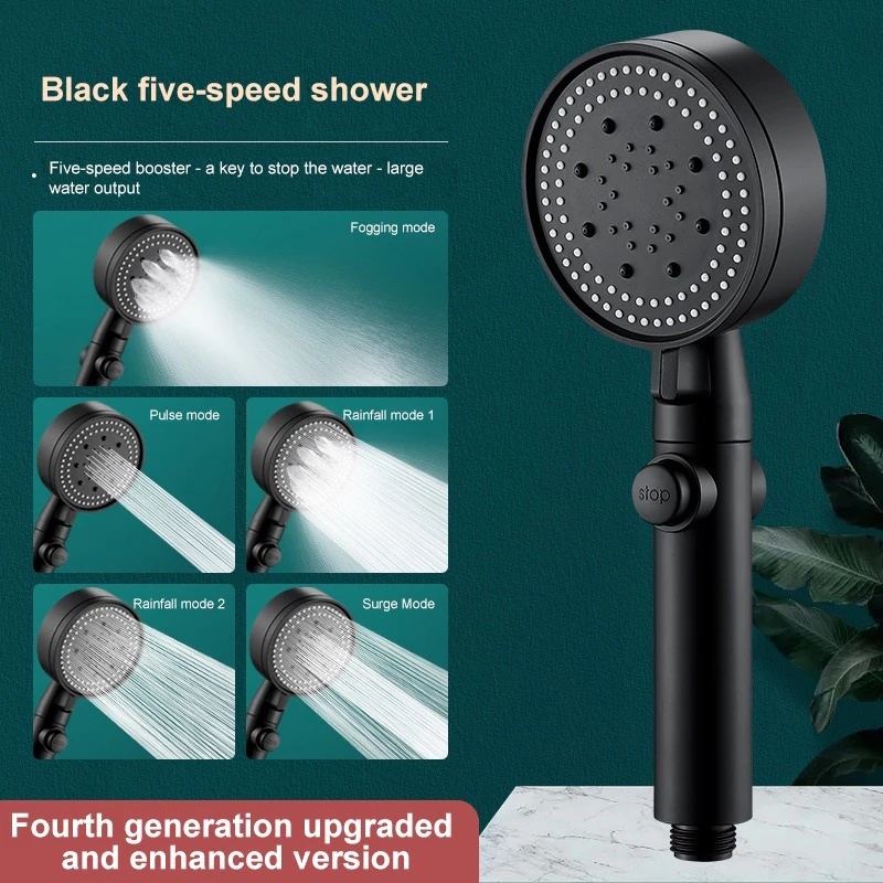 stainless steel Pressurized black five nozzle handheld spray shower ...
