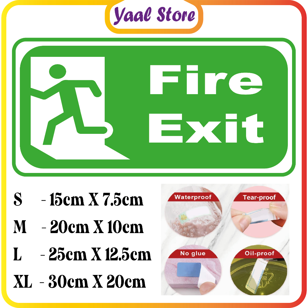 Fire Exit /Sign Sticker /PVC Sticker Wall,Window(WATERPROOF)/Laluan ...