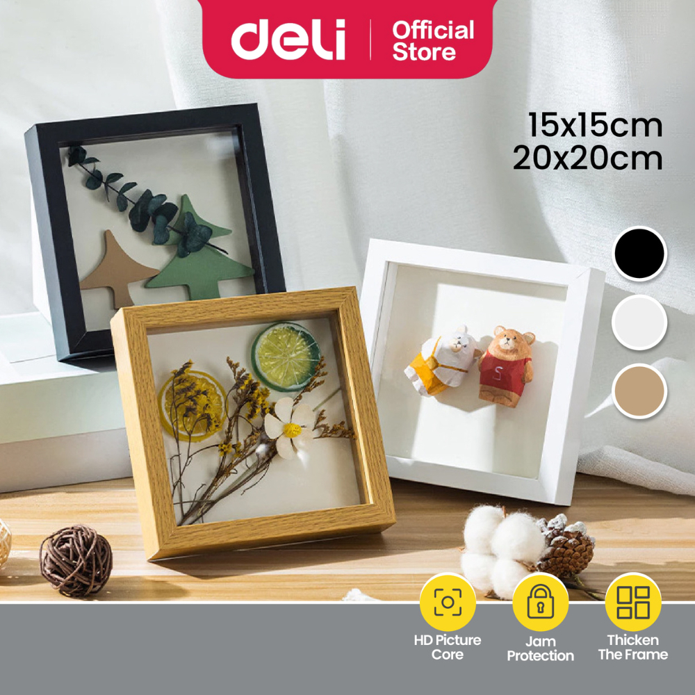 Deli Vusign Hollow Photo Frame 3D Bingkai Foto 3D DIY Gambar Mas Kahwin