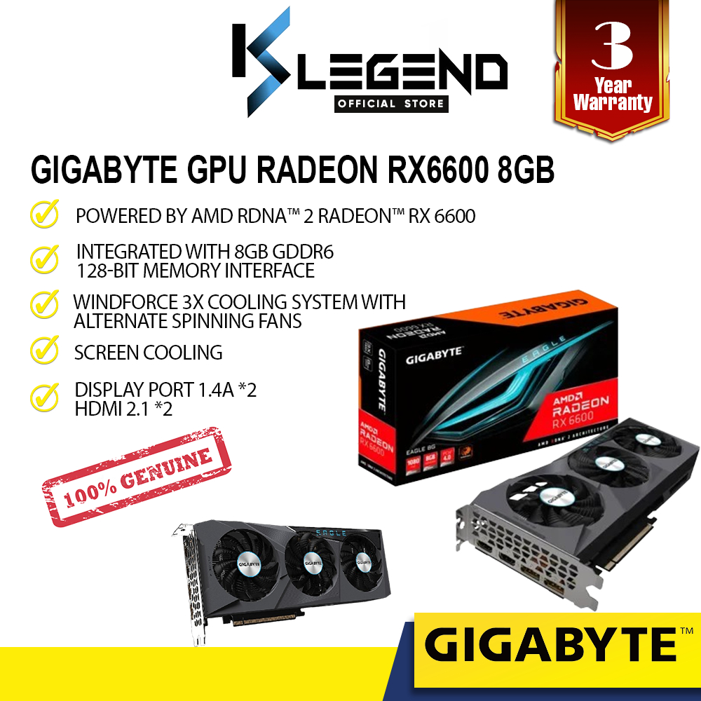 Gigabyte GPU Radeon RX6600 Eagle 8GB/DDR6/128Bit/3 Yrs Warranty ...
