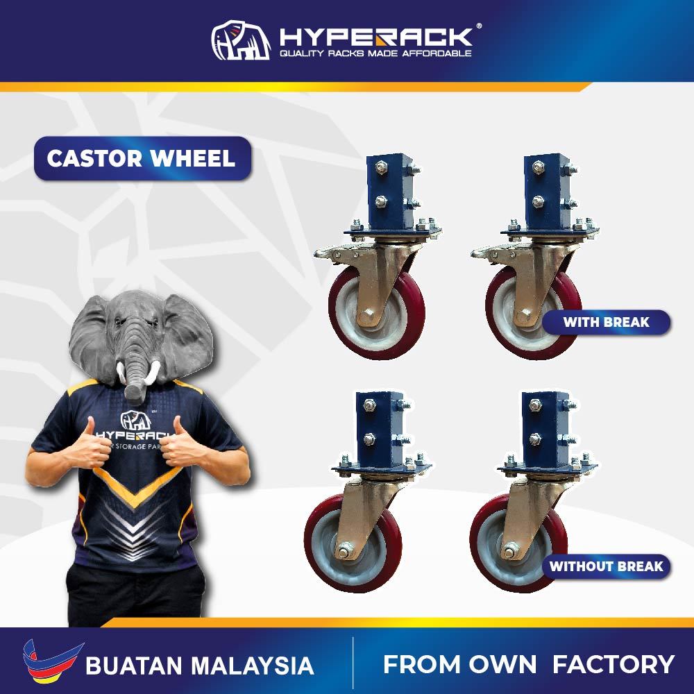 HYPERACK ™️ [High Quality] Boltless Rack Trolley Wheels Castor Wheel ...