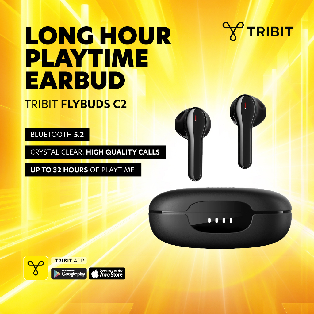 Tribit Flybuds C2 SolarBuds C2 Ultra Low Latency Bluetooth 5.2 Earbuds Qualcomm aptX QCC3040 4Mics CVC 8.0 Clear C Shopee Malaysia