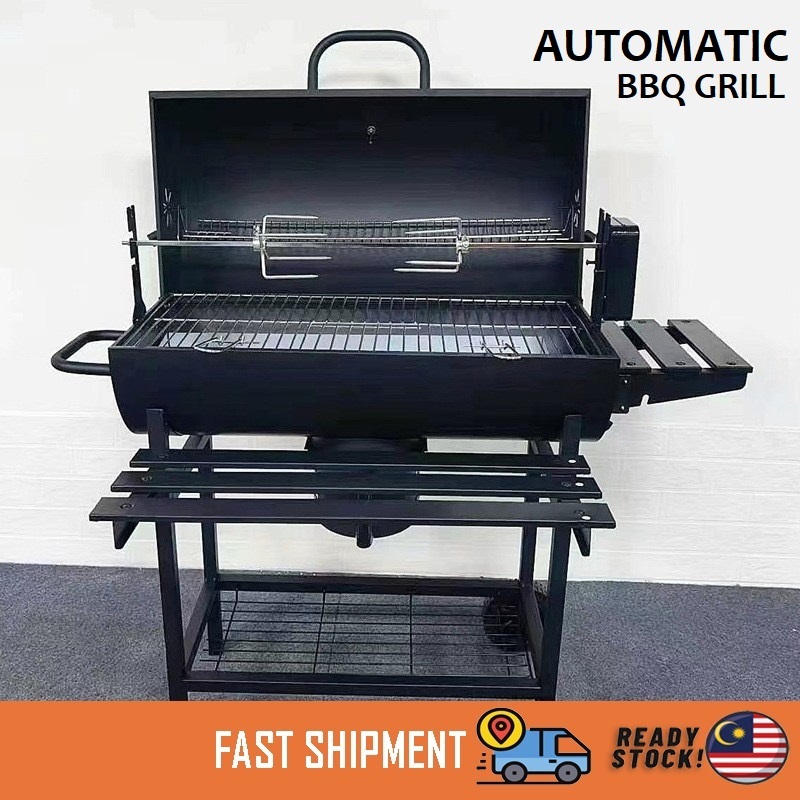 【Ready Stock】Outdoor Charcoal BBQ With Auto Chicken Grill Cooking Oven