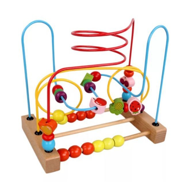 Wooden Animals Bead Stringing Bead Maze Puzzle Coaster Toy For Children ...