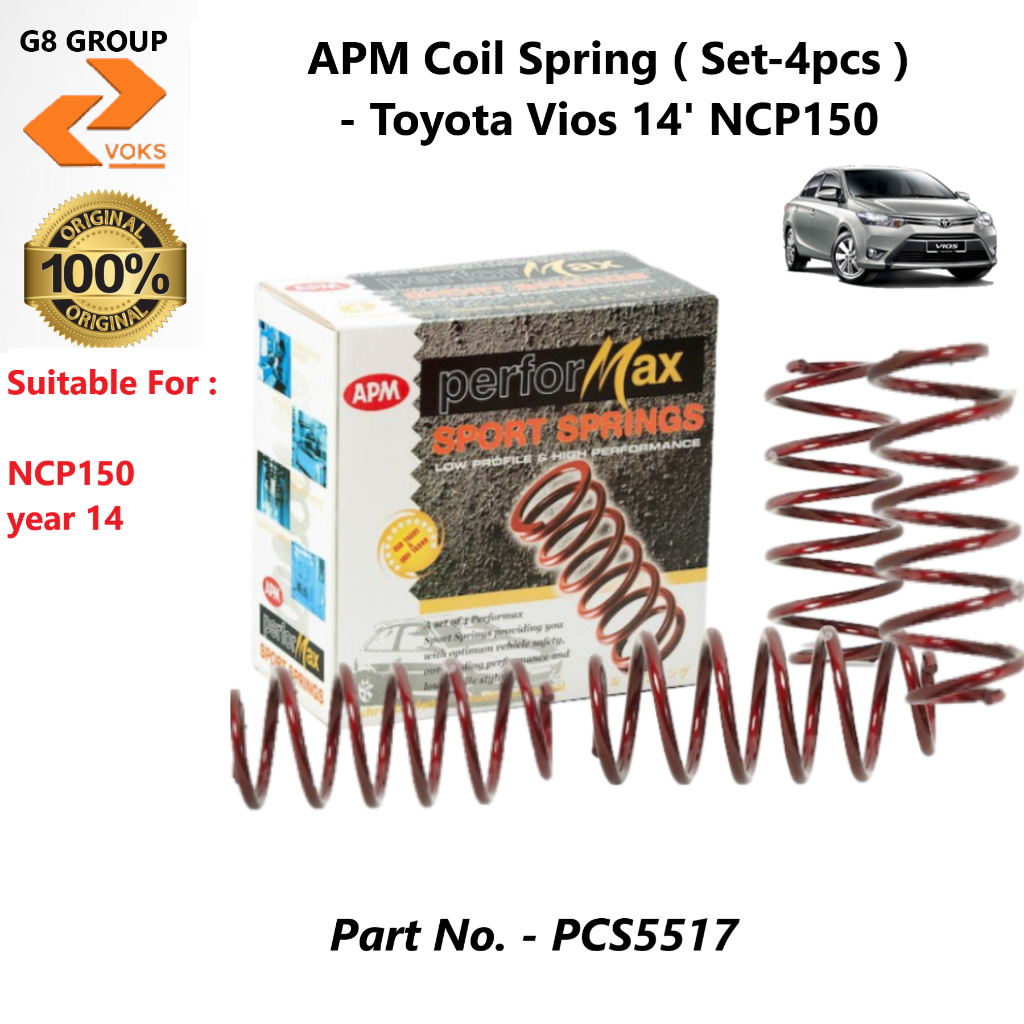 APM Coil Spring Set ( 4 pcs ) - Toyota Vios ( 14' ) NCP150 ( PCS5517 ...