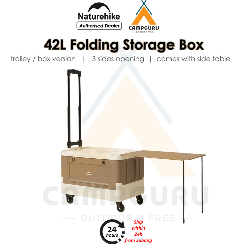 Naturehike 42L Folding Storage Box Trolley with Side Table 3 Sides ...