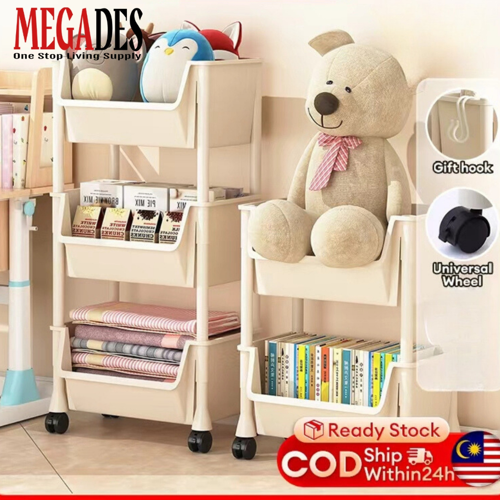 Rack Trolley Rak Buku Book Shelf Rack Multi-Layer Book Storage Rack ...
