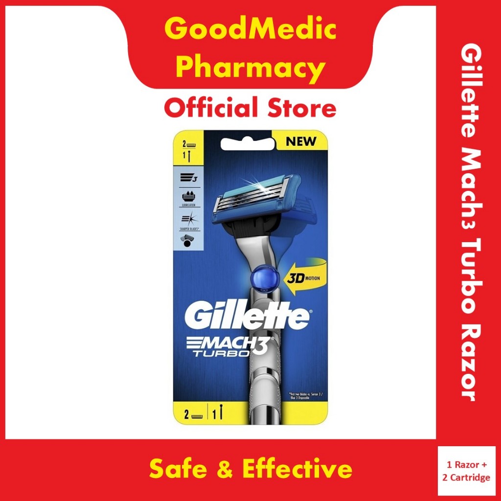 Gillette Mach3 Turbo Razor (1 Razor + 2 Cartridge) | Shopee Malaysia