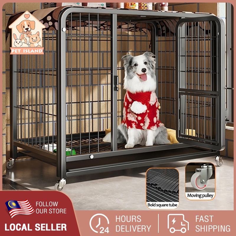 🔥Ready Stock🔥Dogelsy Ready Stock Pet Cage Bold Metal Dog Cage Large