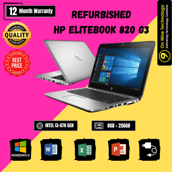 (Used) HP Elitebook 820 G3 Intel i36th Gen 8GB+256GB (Student/Officer
