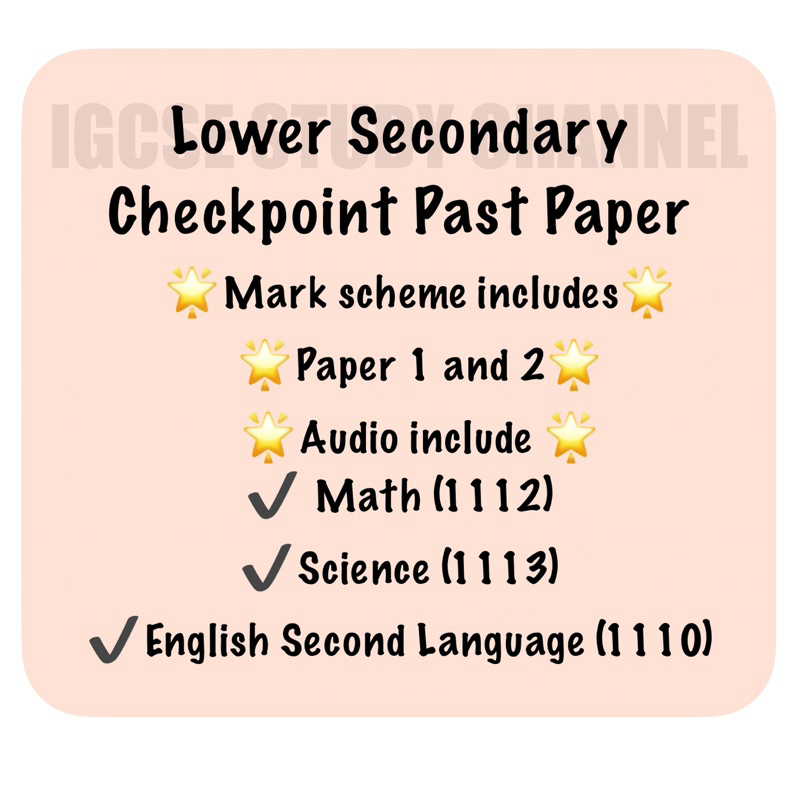 [SOFTCOPY] Lower Secondary Checkpoint Past Paper with audio and mark ...
