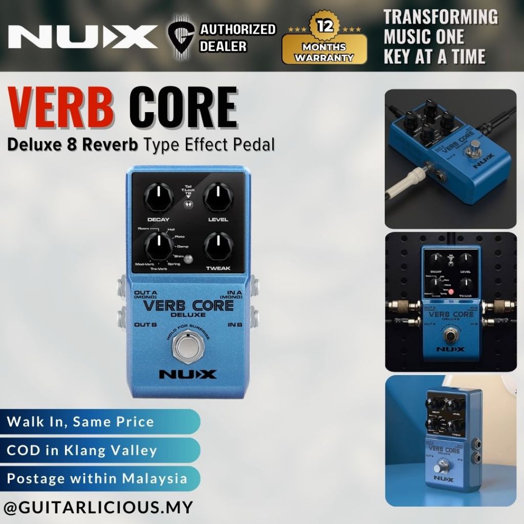 NUX Verb Core Deluxe 8 Reverb Type Effect Pedal ( VERB CORE ) | Shopee ...