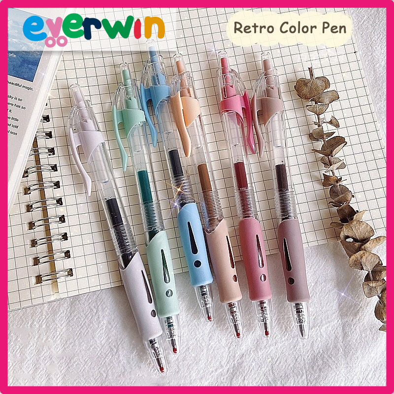 【EWW】Ins Retro Color Gel Pen Press Gel Pen 0.5mm Colorful Pen Journal ...