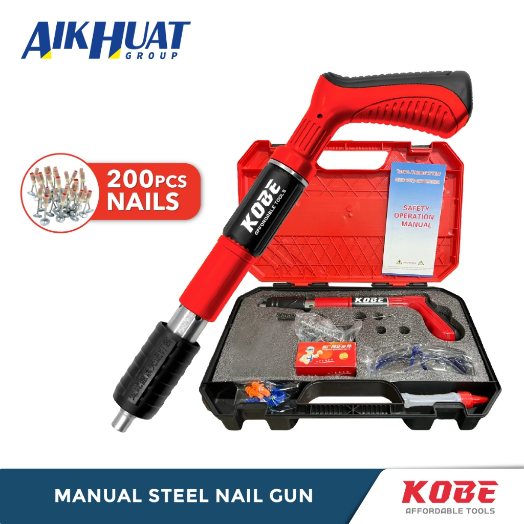 (Free 200pcs Nails) Kobe Manual Steel Nail Gun Concrete Tool Steel ...