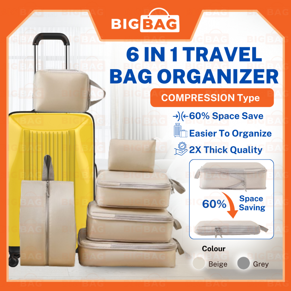 6Pcs Set Compression Packing Cube Travel Bag Organizer Luggage ...