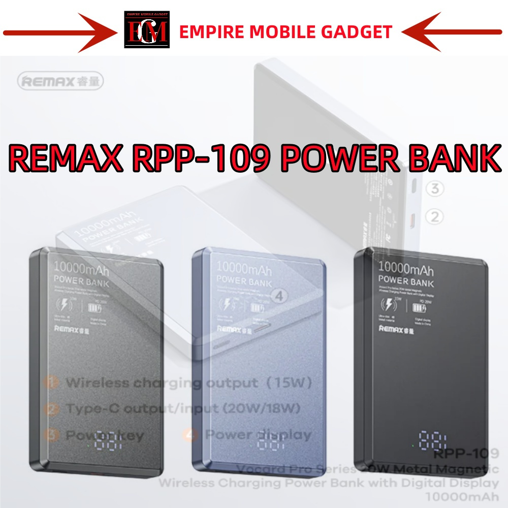 REMAX RPP-109 VOCARD SERIES 10000mAh WIRELESS 15W + PD20W POWER BANK ...