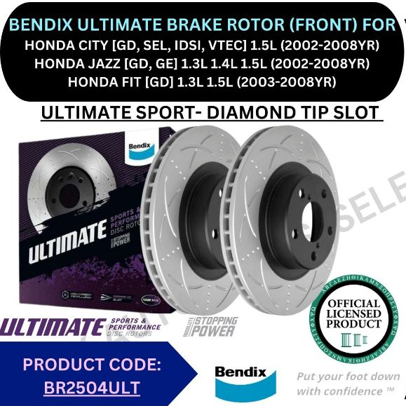 BENDIX ULTIMATE DISC BRAKE ROTOR (FRONT) FOR HONDA CITY [SEL, IDSI ...