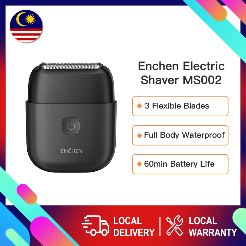 Enchen MS002 Electric Shaver 100% Waterproof 3 Flexible Blades Compact ...