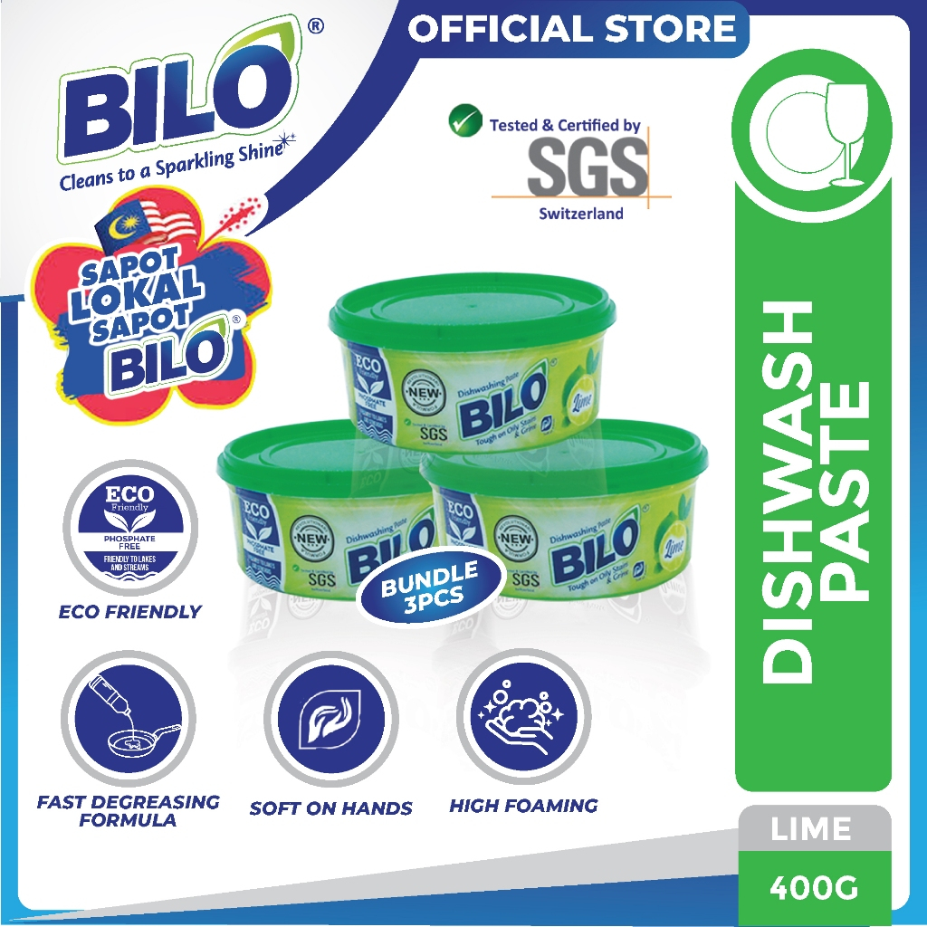 BILO DISHWASH PASTE 400G-LIME-(BUNDLE : 3 X 400 GRAMS) / SAVINGS PACK ...