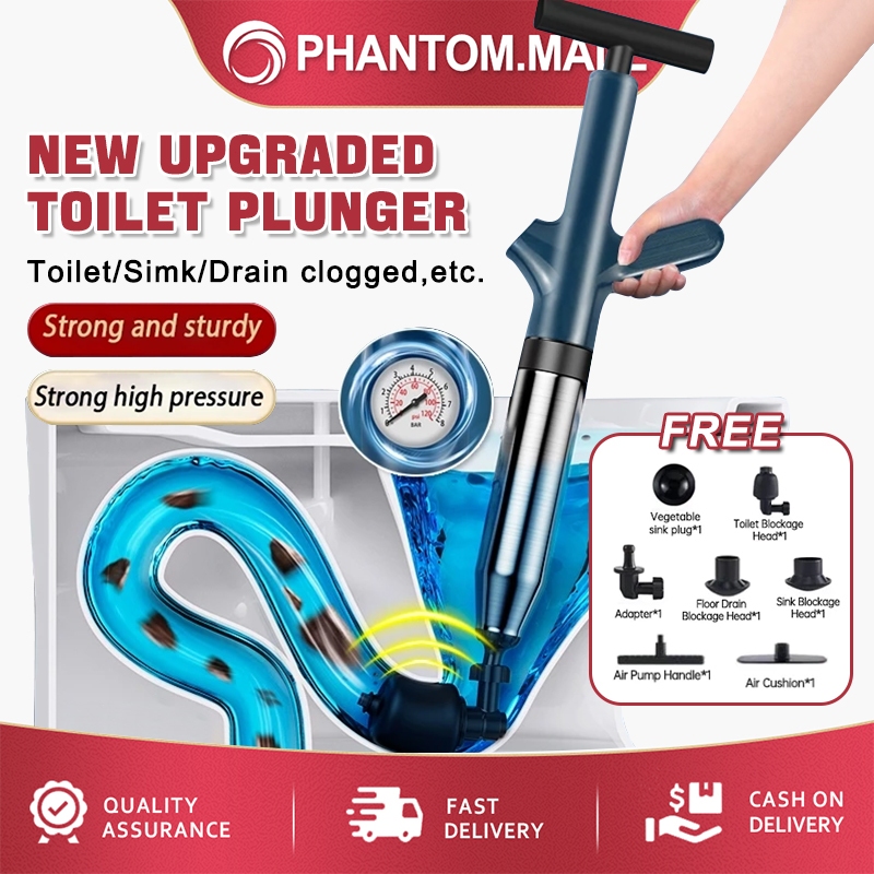 Upgraded Toilet Plunger High Pressure Air Drain Blaster Pipe Pump ...