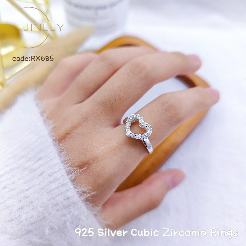 JINLLY SILVER-925 Silver Cubic Zirconia Rings For Ladies Cincin