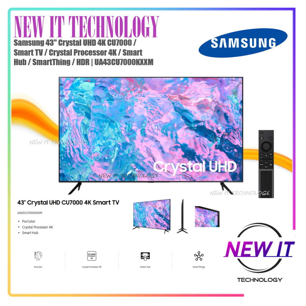 Samsung 43" Crystal UHD 4K CU7000 / Smart TV / Crystal Processor 4K ...