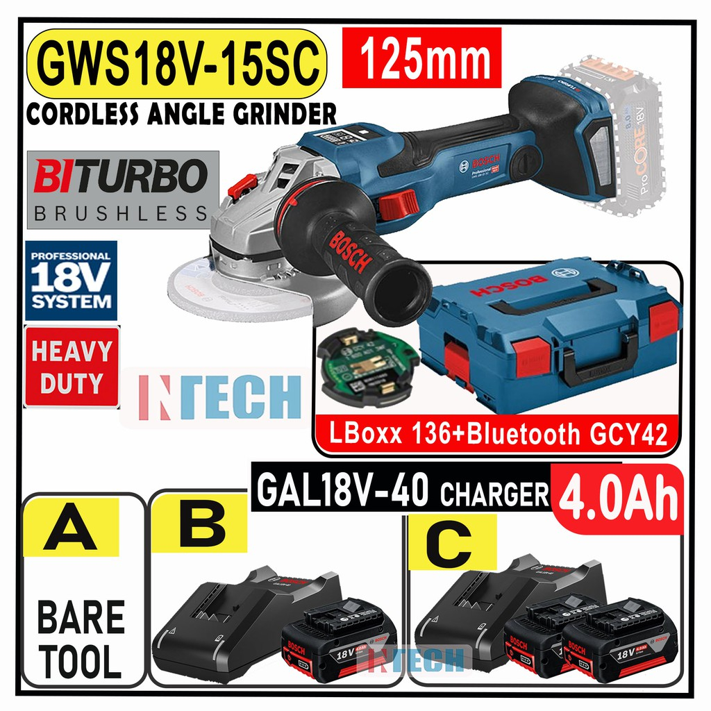 Bosch GWS 18V-7 125mm Cordless Angle Grinder Body Only In L-Boxx 136 Carry Case 06019H9002 | Power Tool World - View #8
