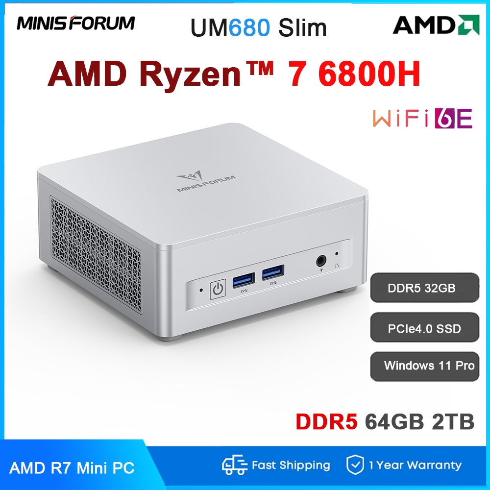 Slim Amd Ryzen Mini Pc MINISFORUM UM680 Slim Mini PC 16GB/1TB