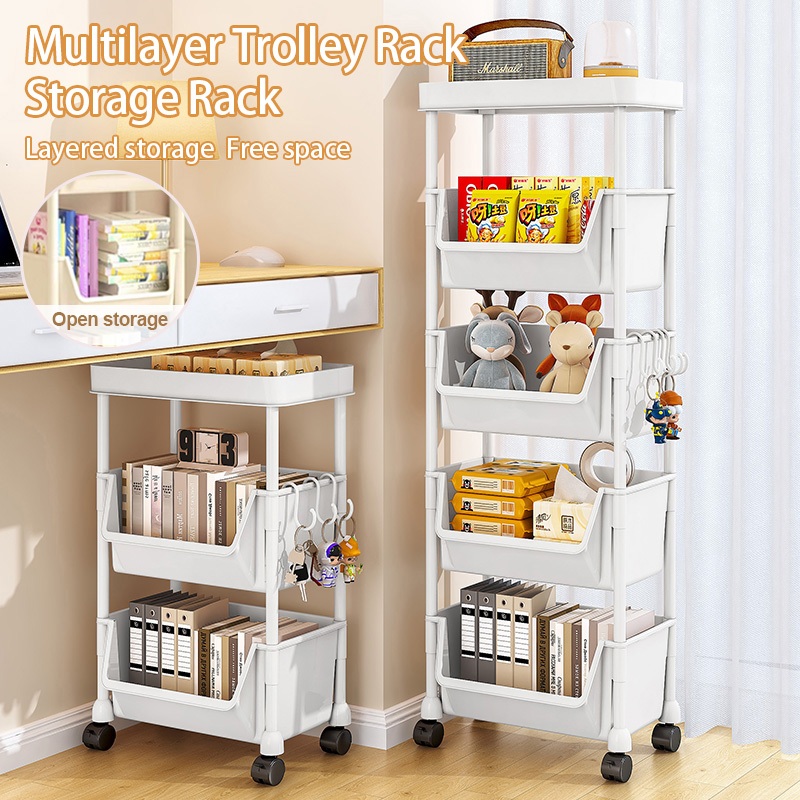 Multilayer Trolley Rack Storage Rack With Wheel Kitchen Bathroom ...