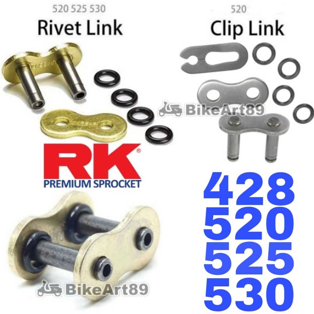 Rivet Clip Chain RK 428 520 525 530 Oring Xring O-ring X-ring Gold ...