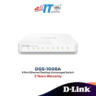 D-LINK DGS-1008A 8 Port 10/100/1000 Gigabit Ethernet Desktop Unmanaged Switch in Plastic Casing support MDI/MDIX