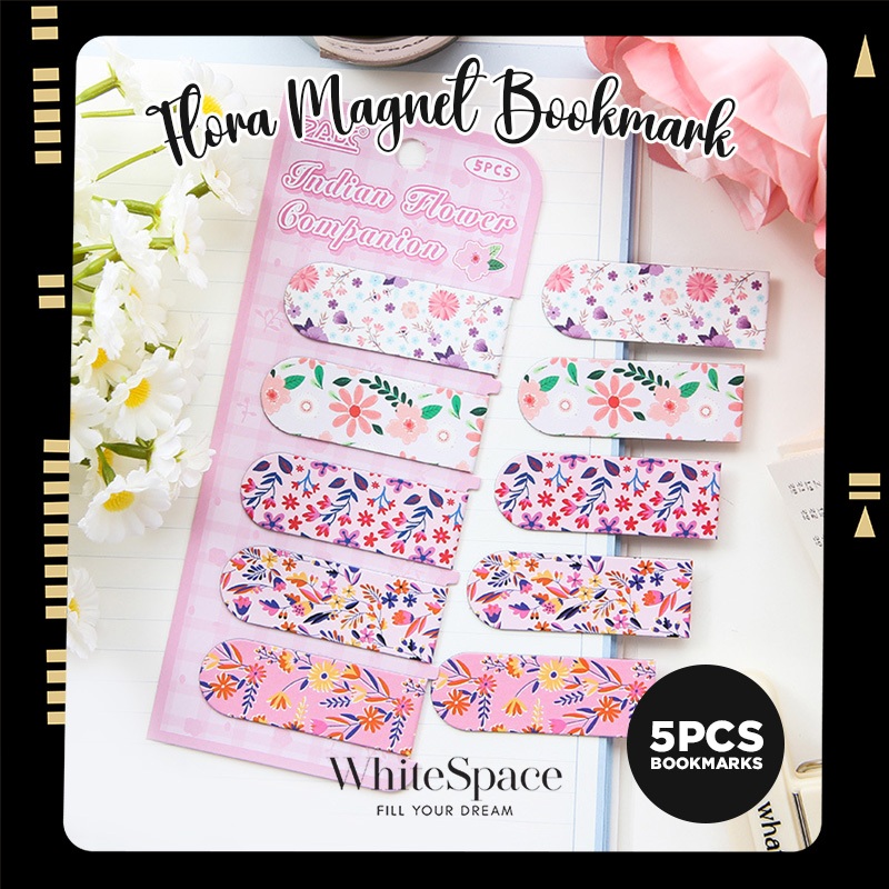 Whitespace 5in1 Floral Magnet Bookmark Flower Pattern Magnetic Bookmark ...