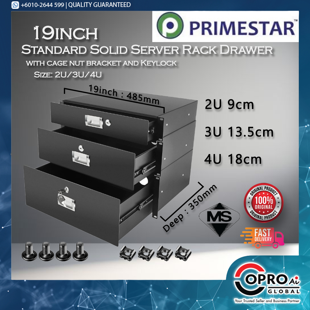 Primestar ™ 19inch Sirim Standard Solid Server Rack Drawer with cage ...