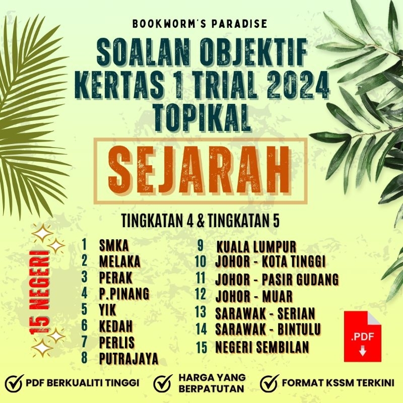 [SOFTCOPY/PDF] SOALAN OBJEKTIF KERTAS 1 TRIAL 2024 TOPIKAL SEJARAH SPM ...