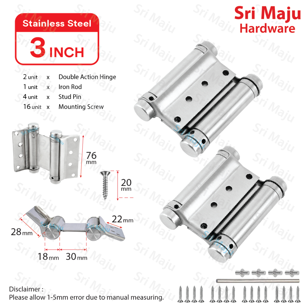 MAJU Cowboy Stainless Steel Double Action Door Spring Hinge Clinic Self ...