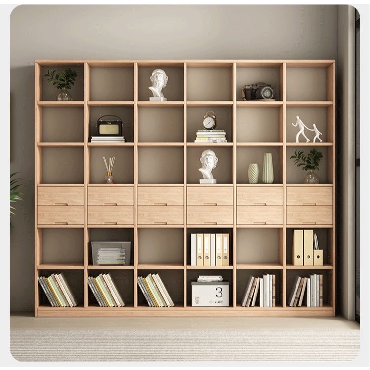 MUJI BL stylish solid wood book shelf book racks with drawers pine wood ...